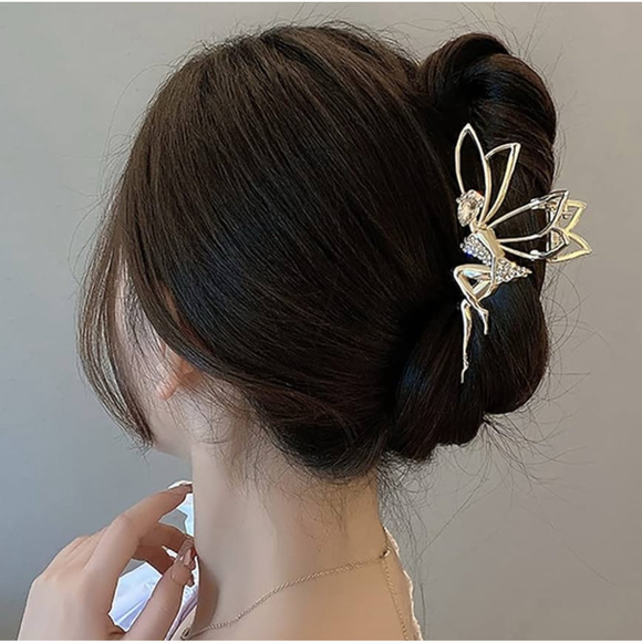 Disney Inspired Tinkerbell Gold Hair Claw Clip with Rhinestones - Picture 4 of 4